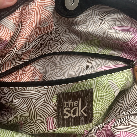 The Sak Palisade Black Leather Shoulder Tote Bag Buttery Soft Fringe+Charm Roomy - Picture 14 of 17